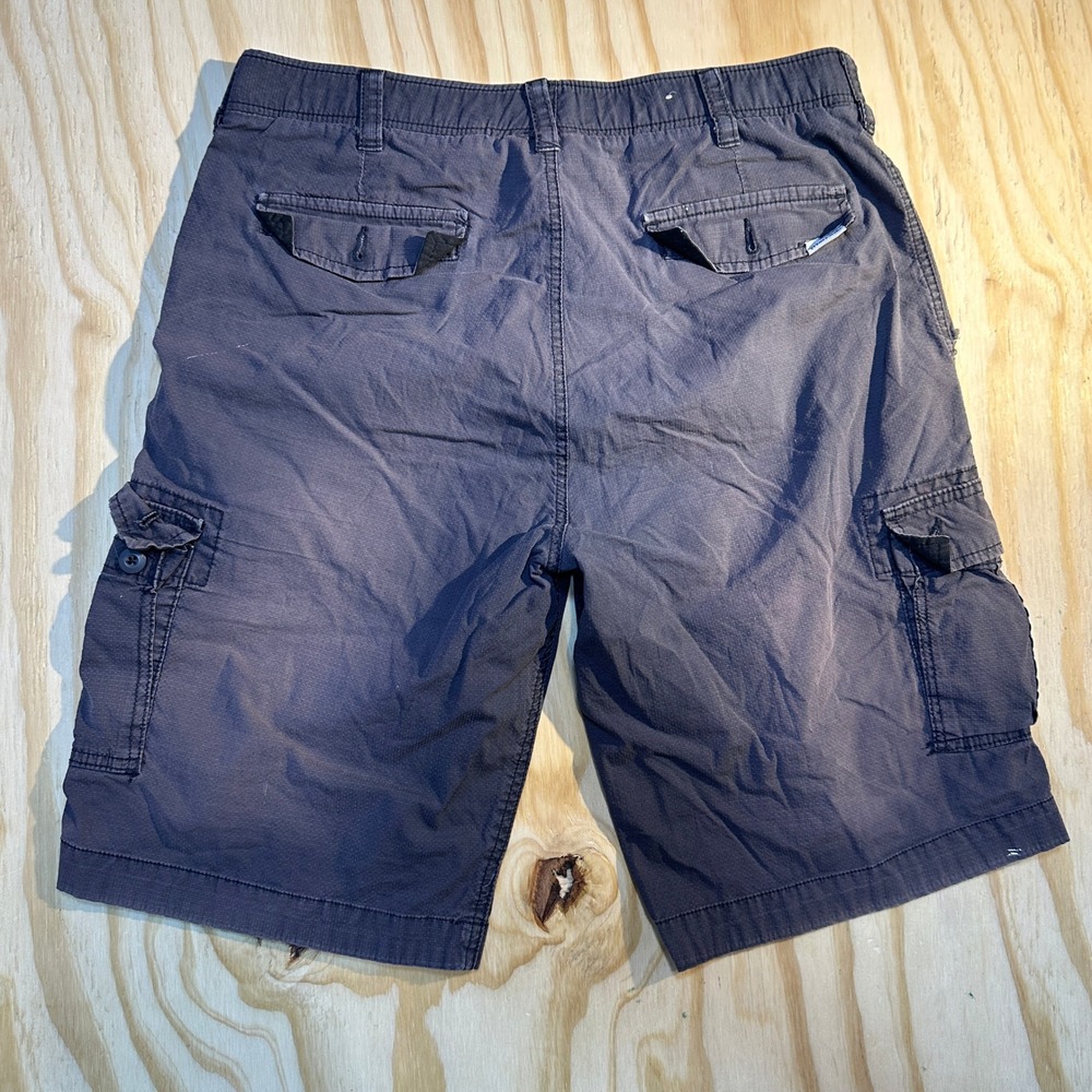 WearFirst Mens Grey Ripstop Cargo Shorts Size 34 Free-Band Utility Distressed